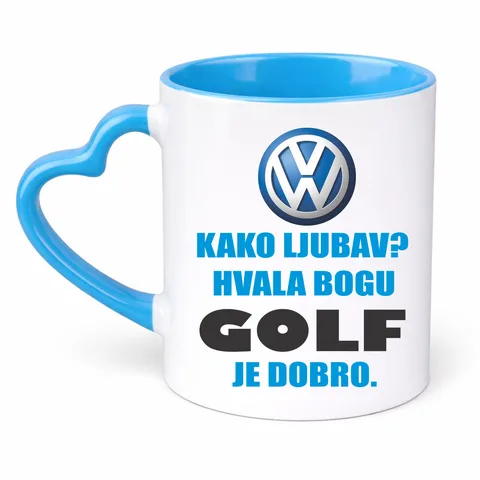 Kako ljubav? Hvala bogu GOLF je dobro - Šolja Srce – proizvod sa printom
