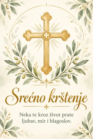 Čestitka · Srećno krštenje - Zlatni krst