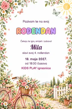 Pozivnica · Cvjetni bicikl na proizvodu