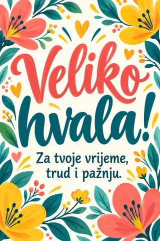 Čestitka · Veliko hvala - Šarena