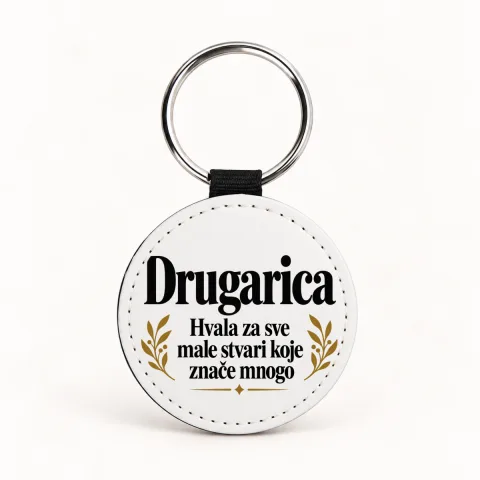 Drugarica — Hvala za sve male stvari koje znače mnogo - Kožni privjesak — okrugli