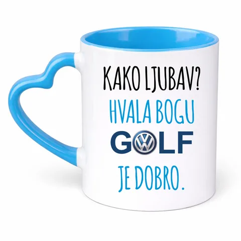 Kako ljubav? Hvala bogu GOLF je dobro #2 - Šolja Srce – proizvod sa printom