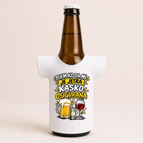 Pijem ko da mi je jetra kasko osigurana 1 - Majica za flaše