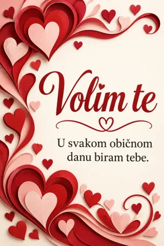 Čestitka · Volim te - Crvena srca