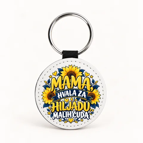 Mama, hvala za hiljadu malih čuda - Kožni privjesak — okrugli