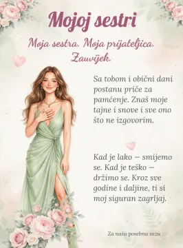 Mojoj sestri · Zauvijek uz tebe · Foto staklo na proizvodu