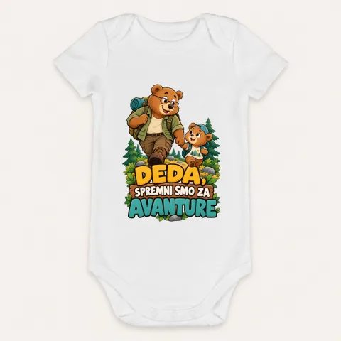 Deda, spremni smo za avanture - Bebi bodi – proizvod sa printom