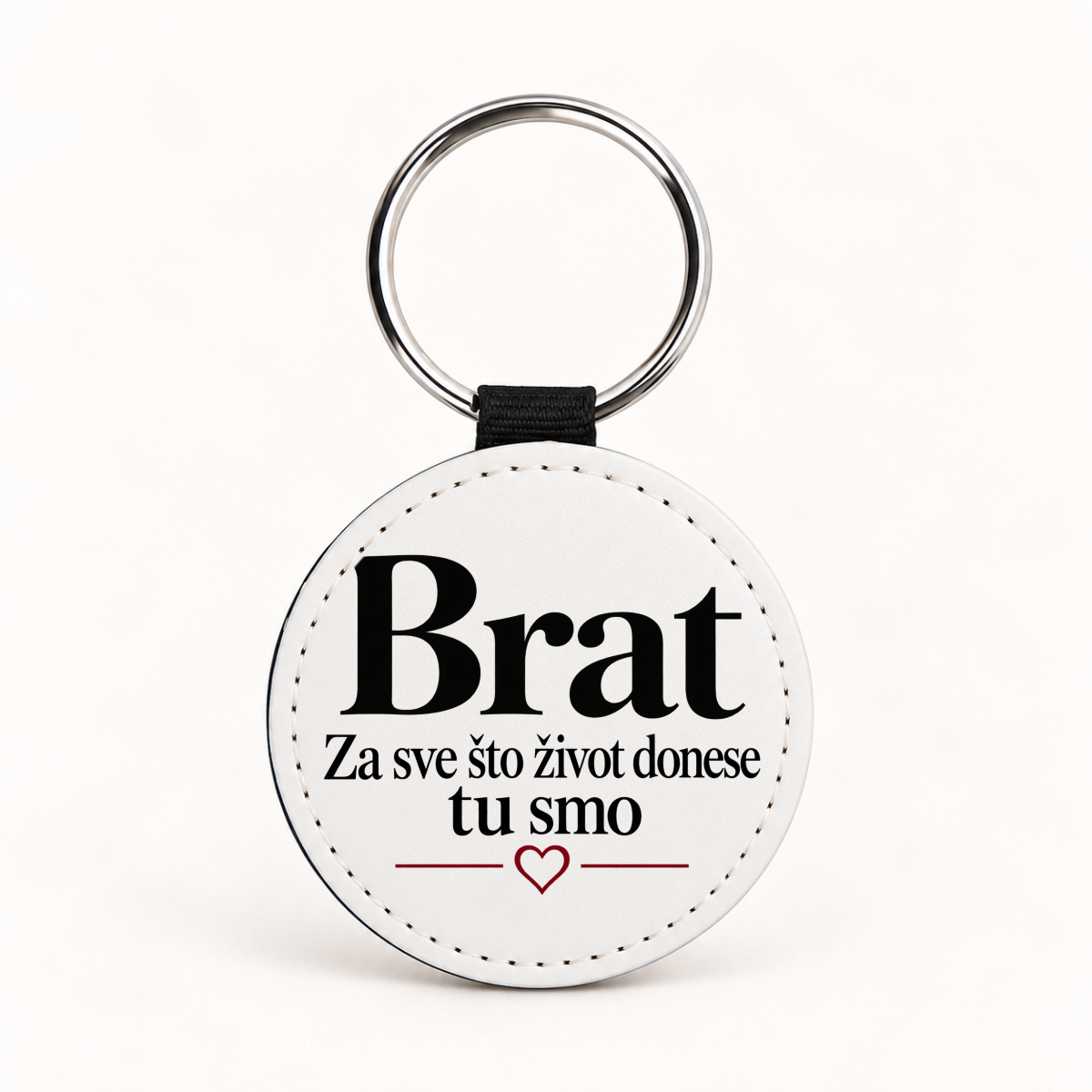 Brat — Za sve što život donese — tu smo - Kožni privjesak — okrugli – prikaz proizvoda