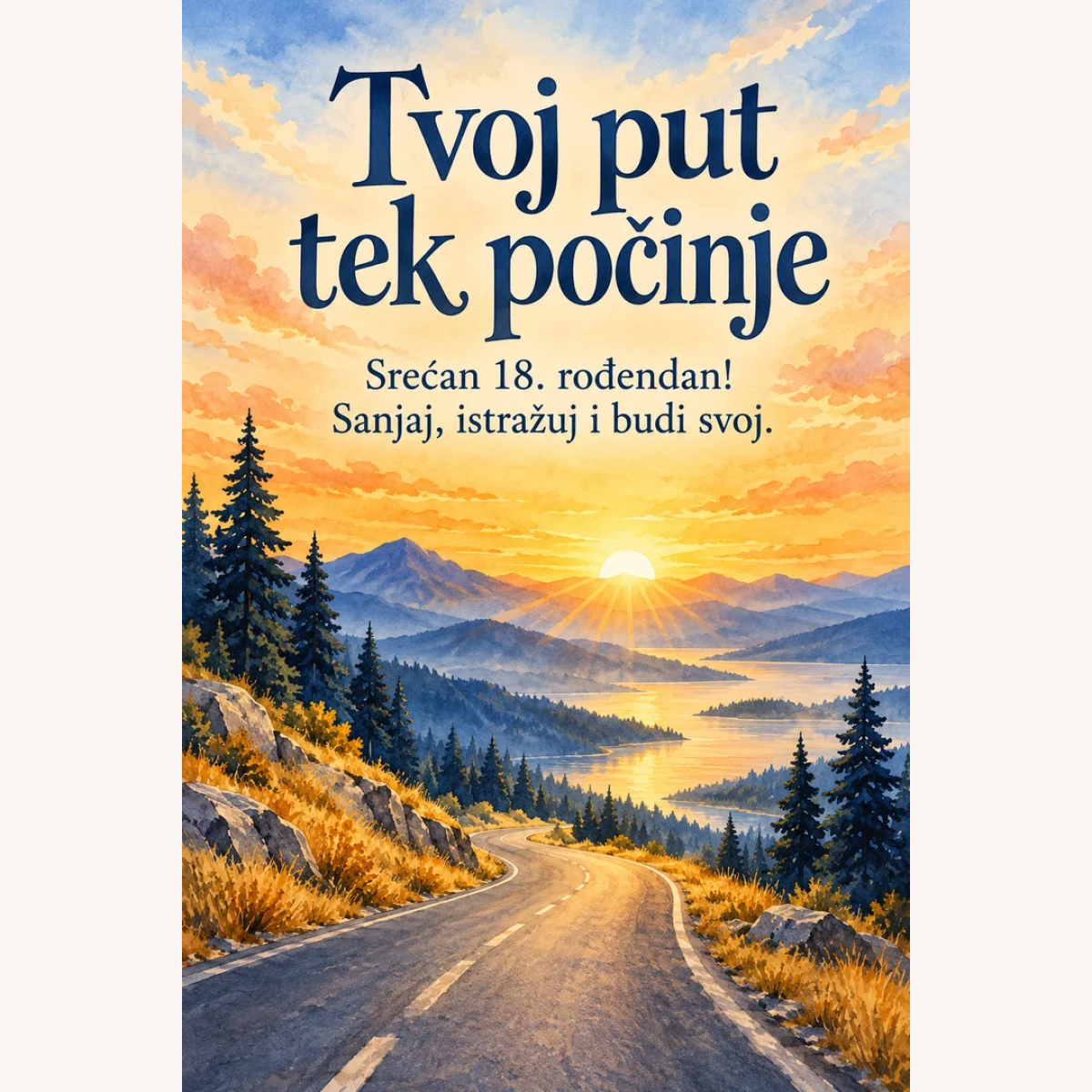 Čestitka · Tvoj put tek počinje – prikaz izdelka