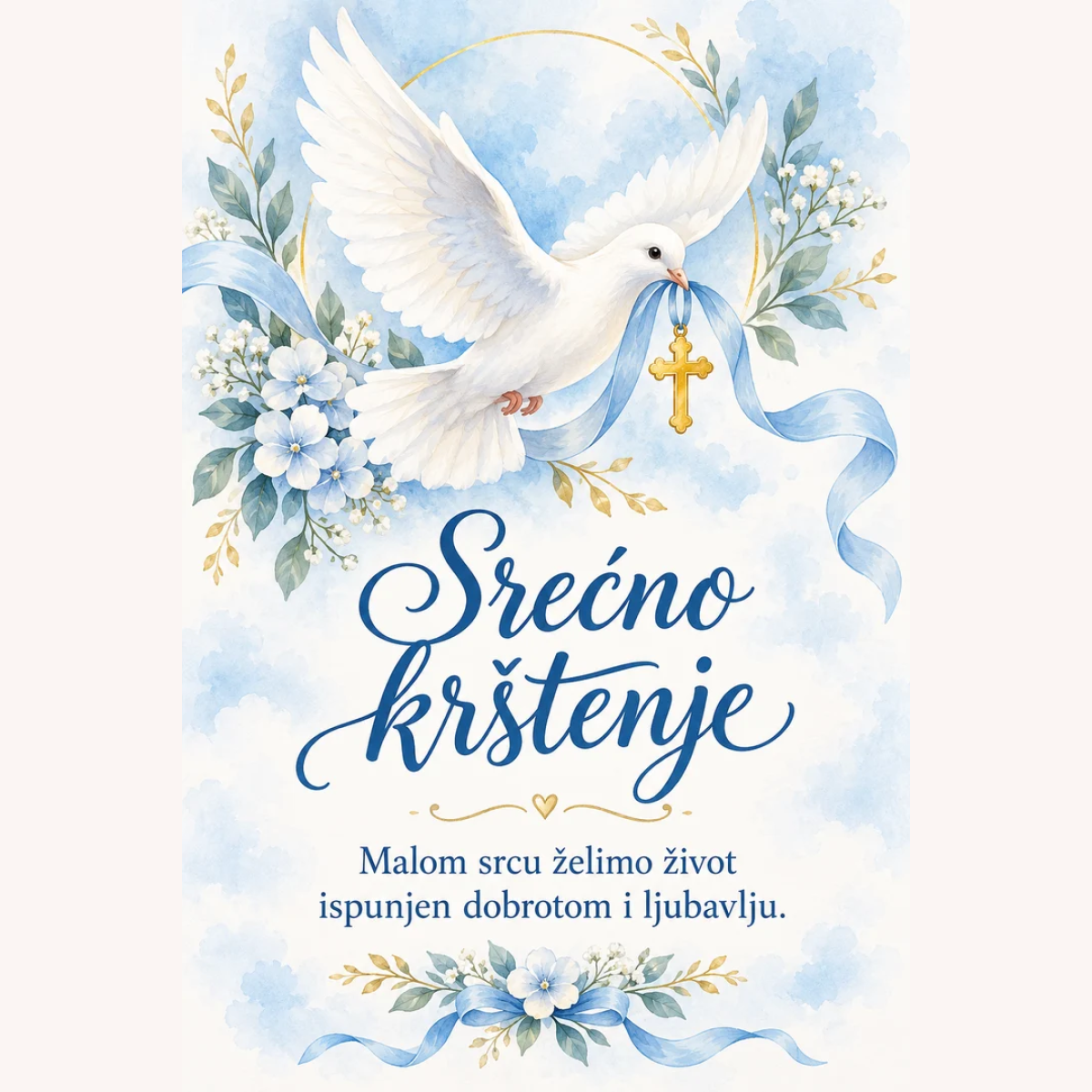 Čestitka · Srećno krštenje - Plava nježnost – prikaz proizvoda