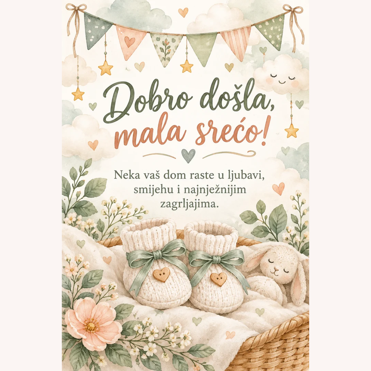Čestitka · Dobro došla mala srećo – prikaz izdelka