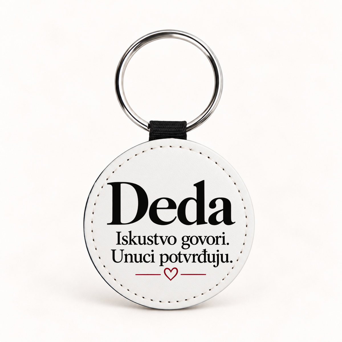 Deda — Iskustvo govori. Unuci potvrđuju - Kožni privjesak — okrugli – prikaz proizvoda