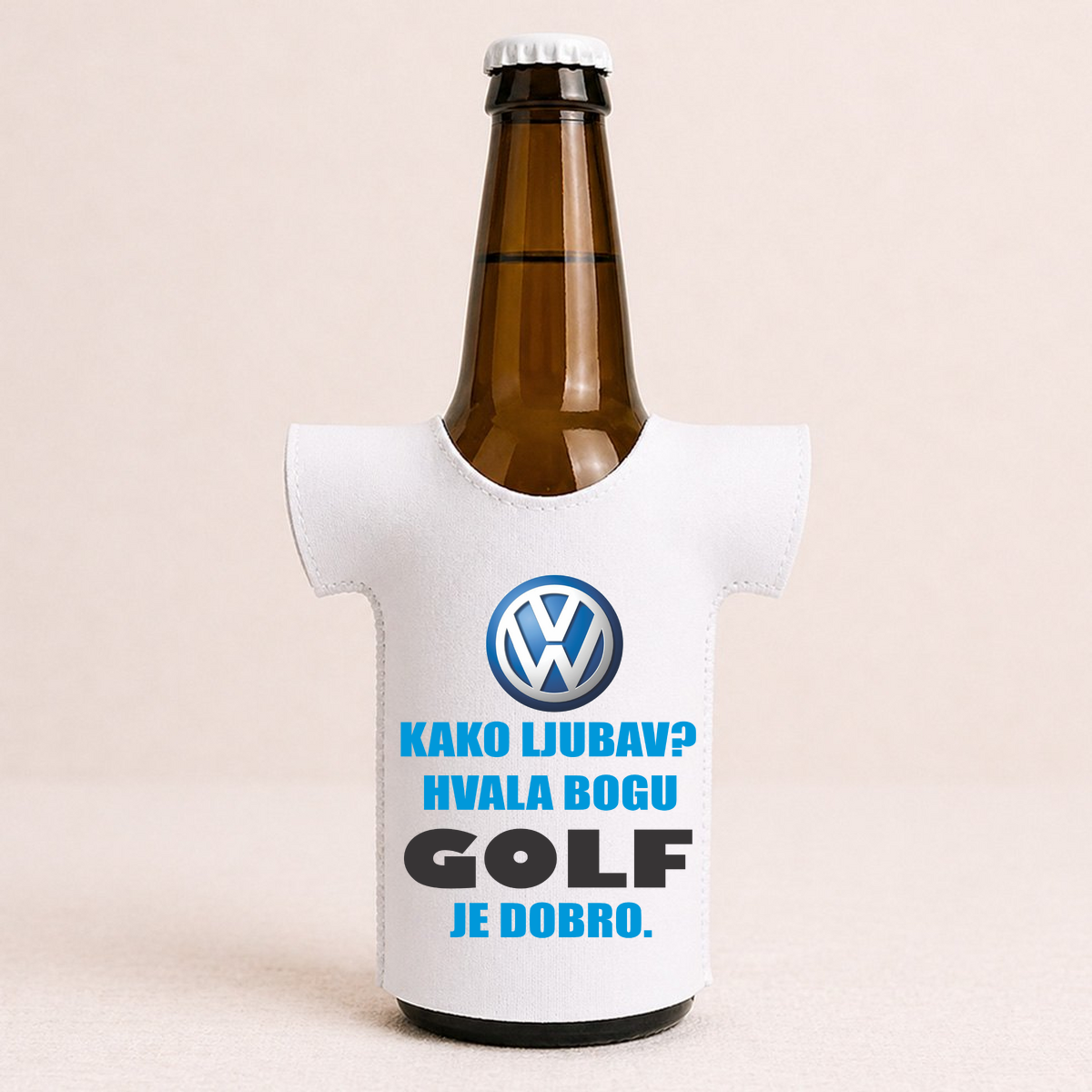 Kako ljubav? Hvala bogu GOLF je dobro - Majica za flaše – prikaz proizvoda