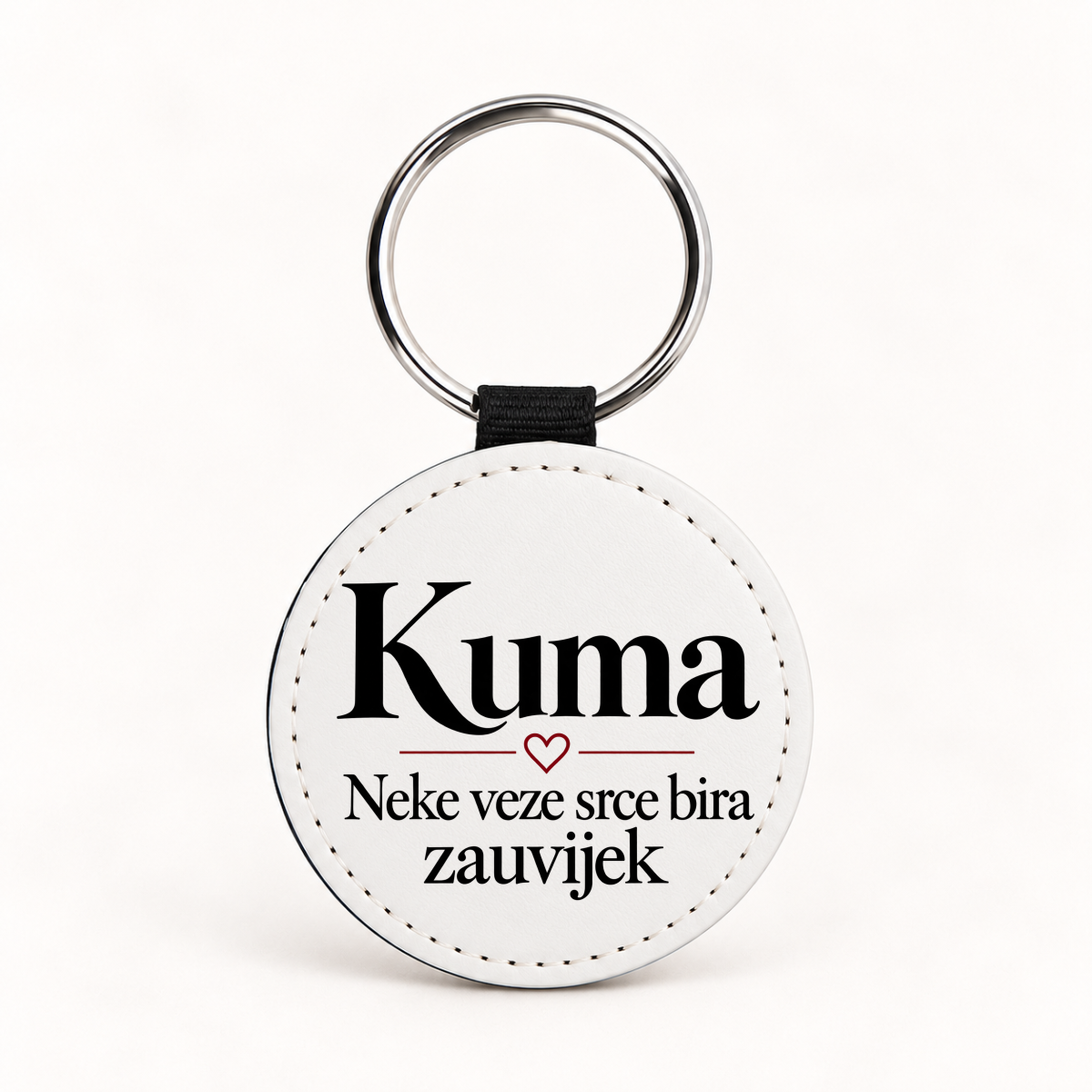 Kuma — Neke veze srce bira zauvijek - Kožni privjesak — okrugli – prikaz proizvoda