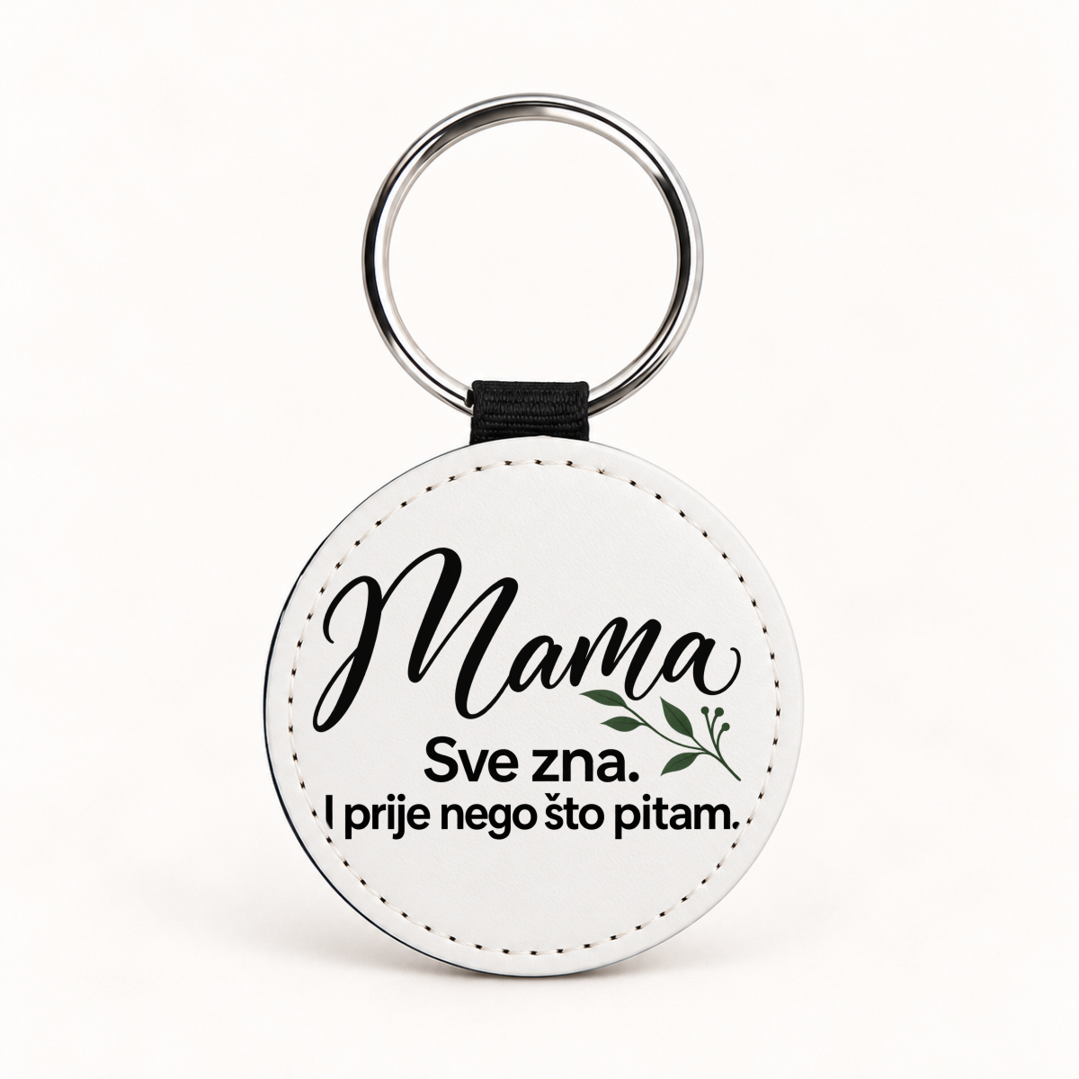 Mama — Sve zna. I prije nego što pitam - Kožni privjesak — okrugli – prikaz proizvoda
