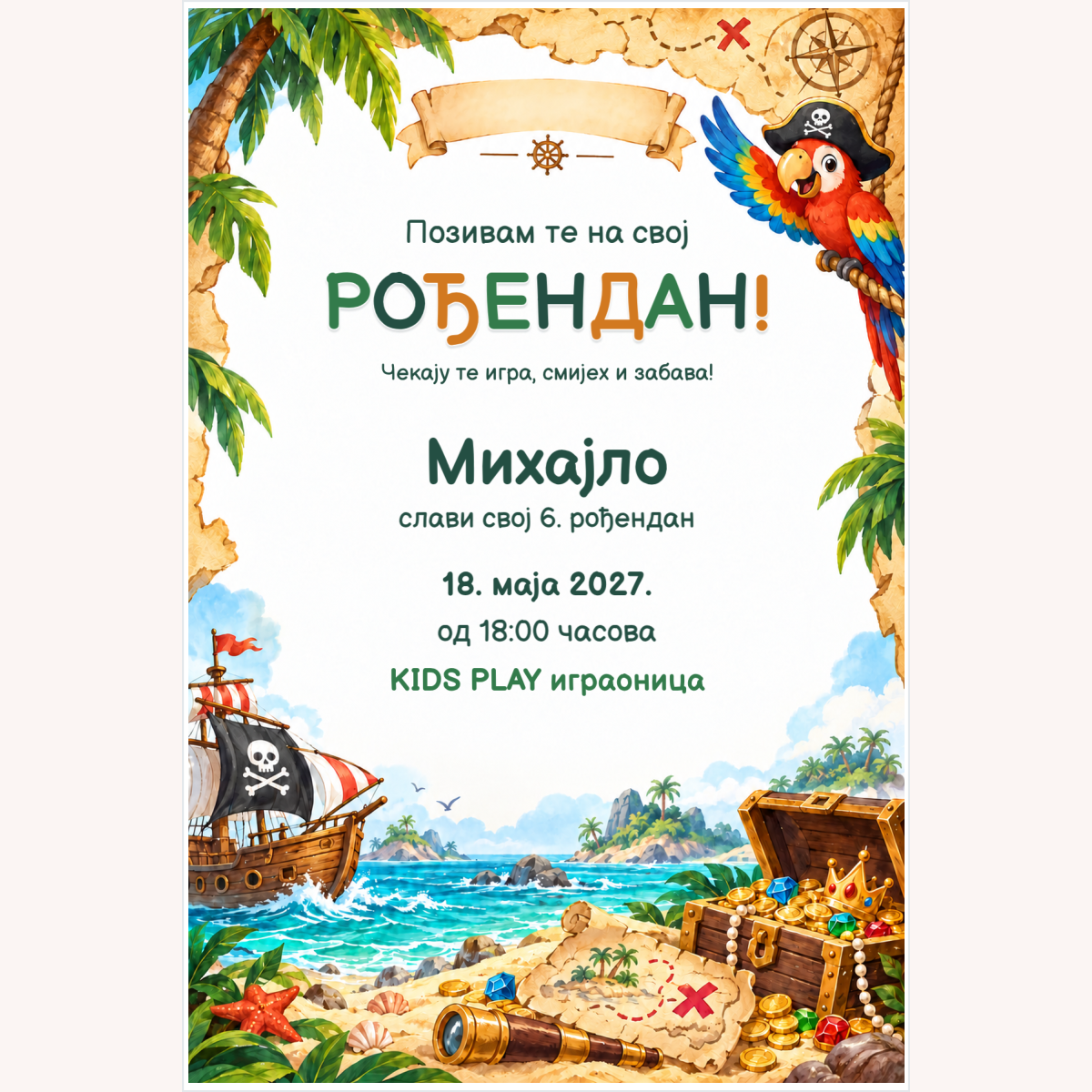 Pozivnica · Gusarsko blago – prikaz izdelka