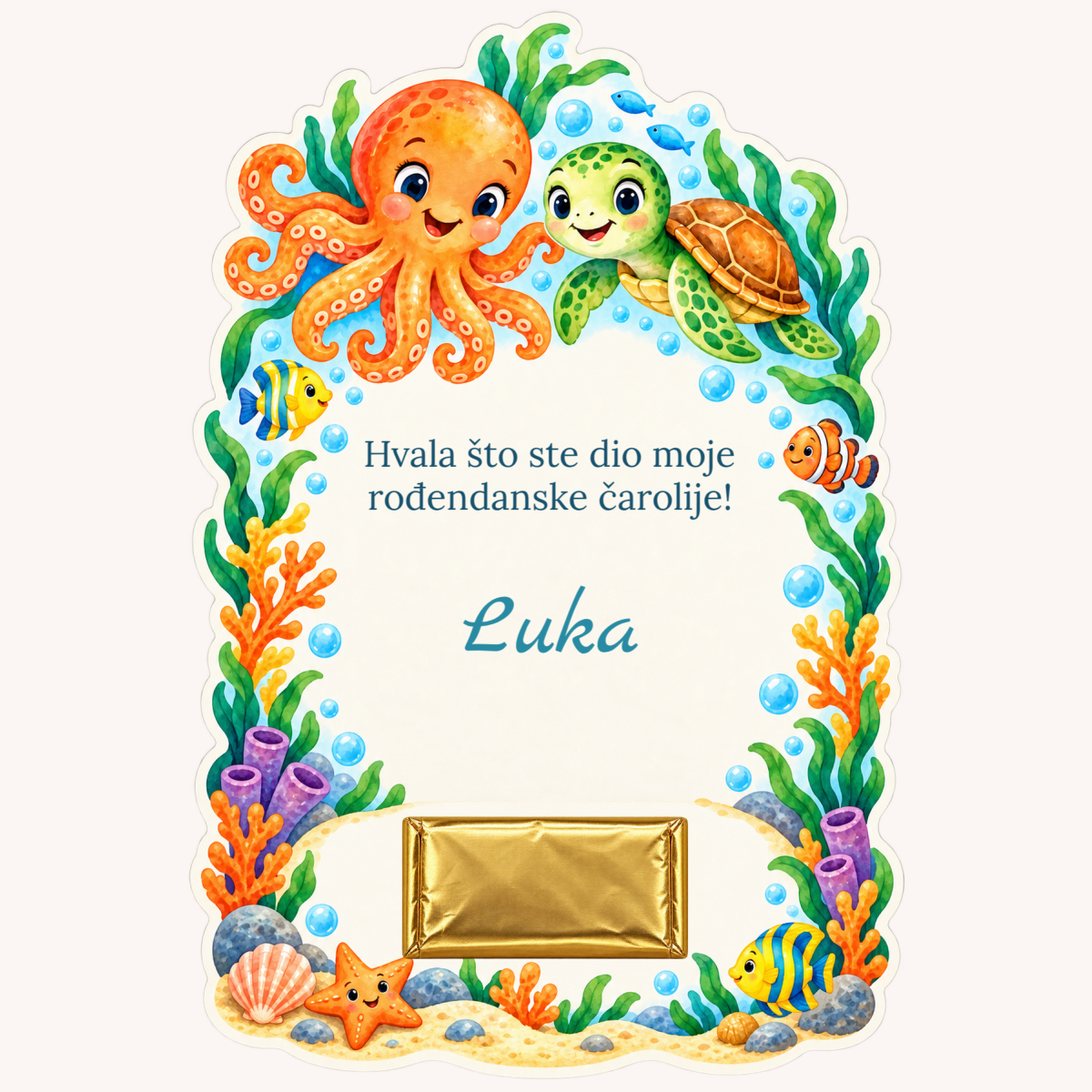 Zahvalnica · Podvodna družina – prikaz proizvoda