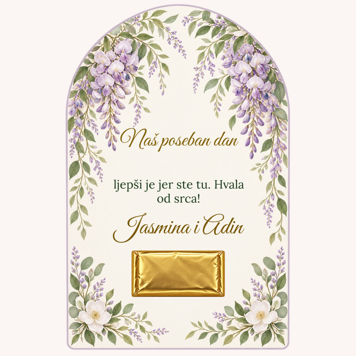 Zahvalnica · Ljubičasta glicinija – prikaz proizvoda