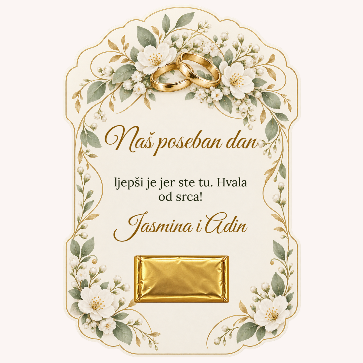 Zahvalnica · Vjenčano prstenje – prikaz proizvoda